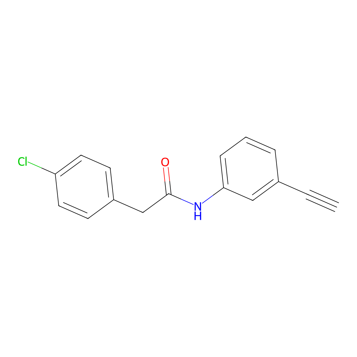 2-(4-chlorophenyl)-N-(3-ethynylphenyl)acetamide molecular structure, CAS 667403-58-9
