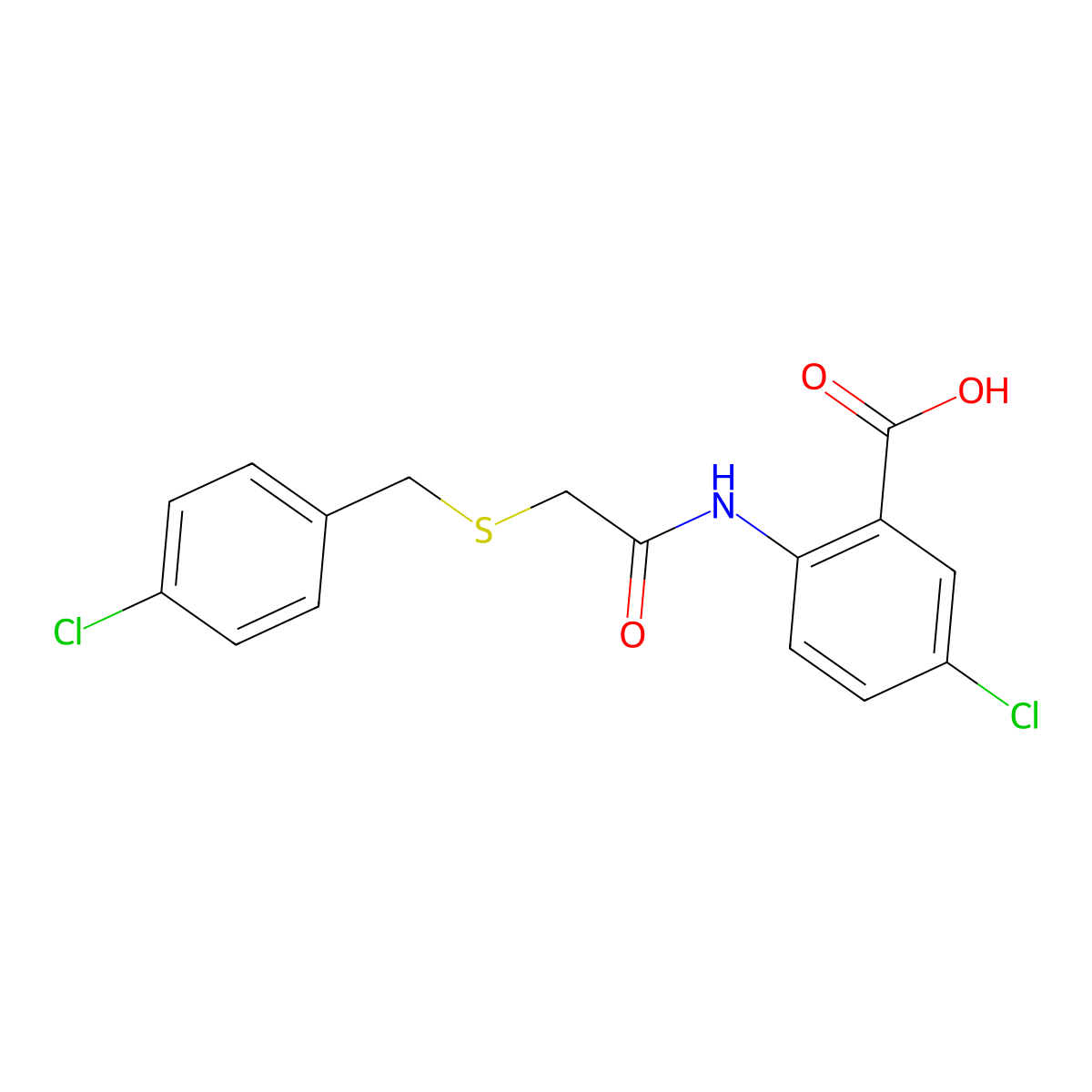 5-Chloro-2-({[(4-chlorobenzyl)sulfanyl]acetyl}amino)benzoic acid molecular structure, CAS 667403-73-8