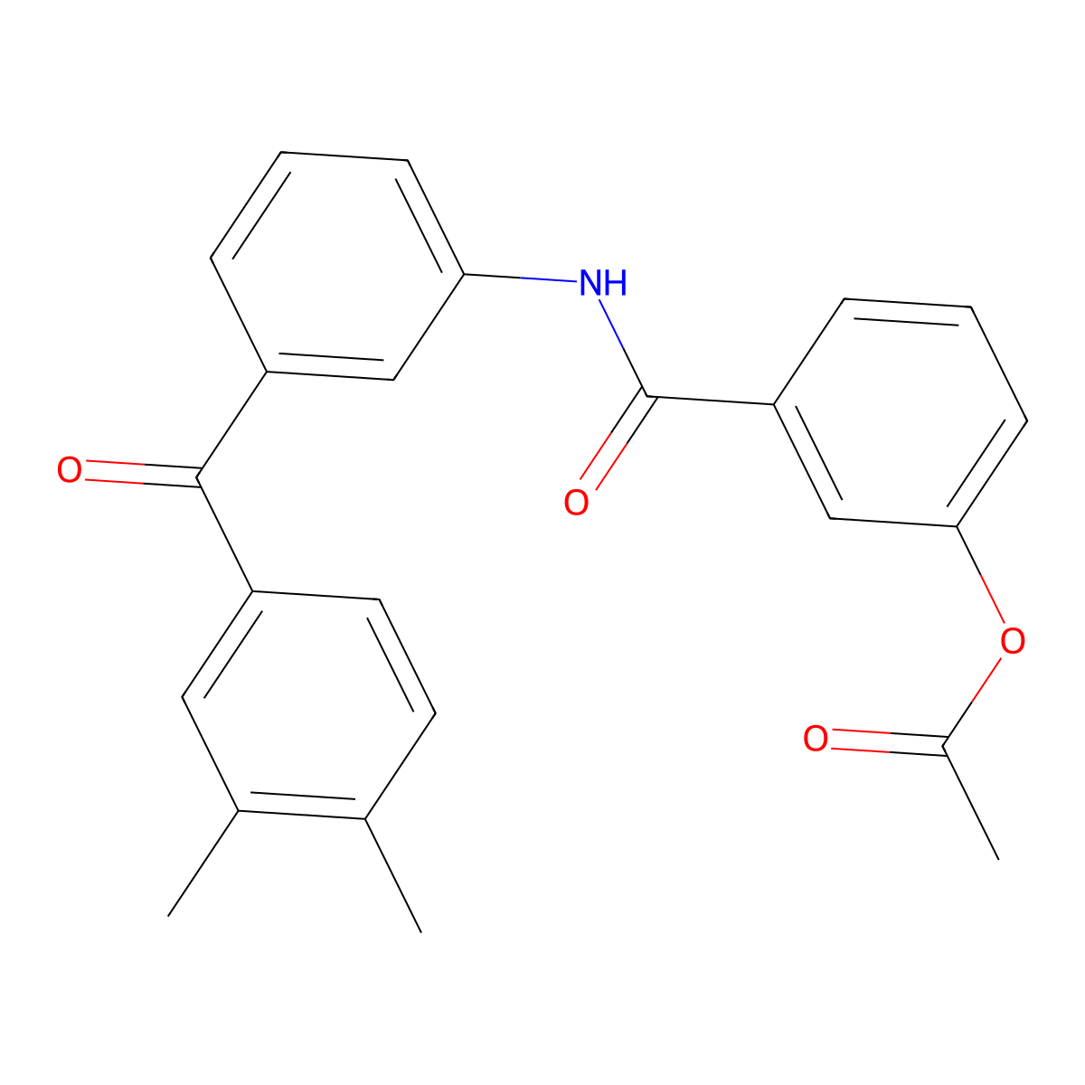 3-({3-[(3,4-Dimethylphenyl)carbonyl]phenyl}carbamoyl)phenyl acetate molecular structure, CAS 667403-75-0