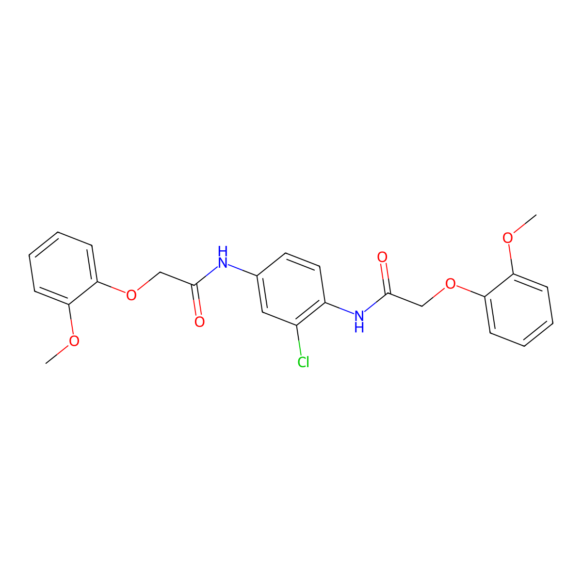 N-[3-chloro-4-[[2-(2-methoxyphenoxy)acetyl]amino]phenyl]-2-(2-methoxyphenoxy)acetamide molecular structure, CAS 667403-77-2