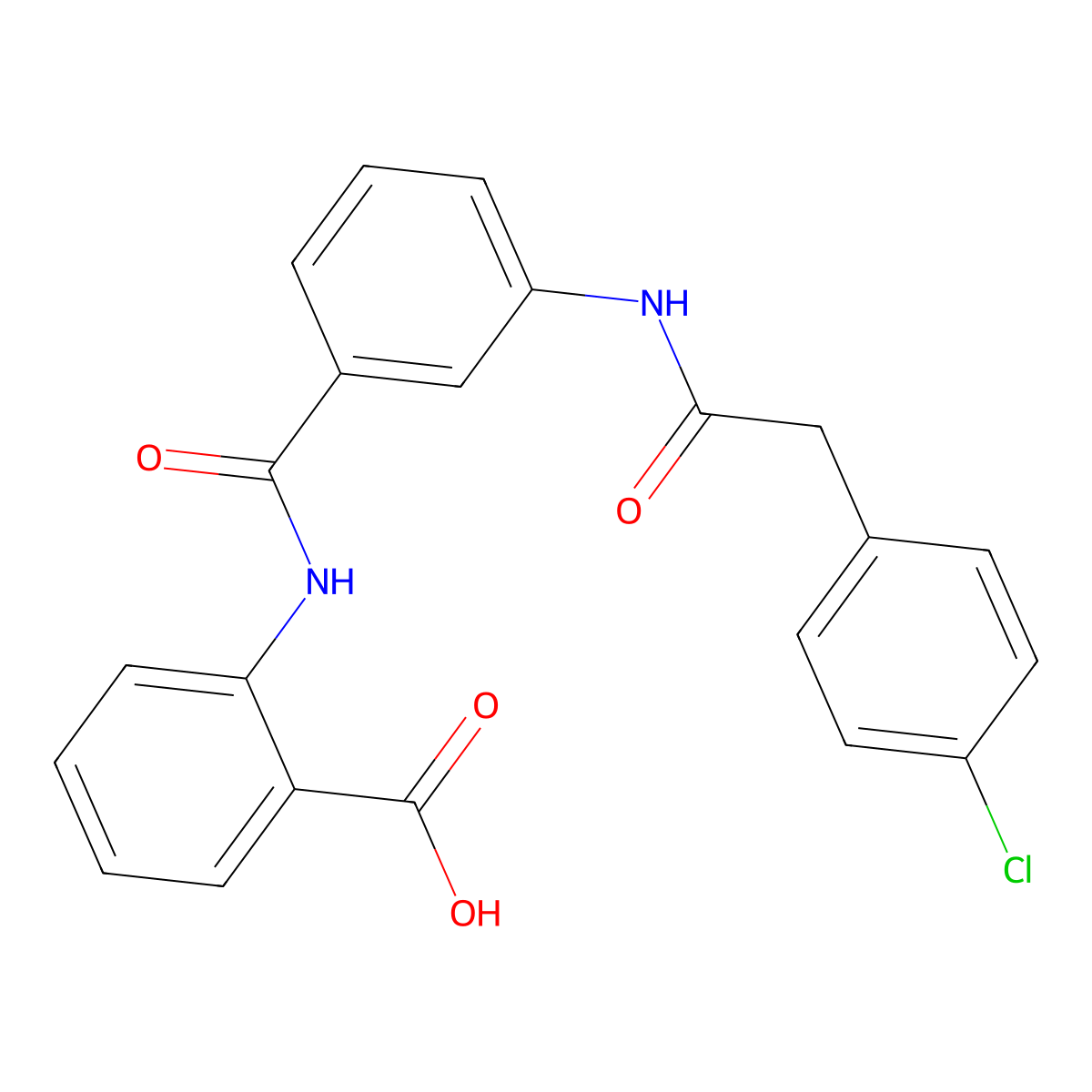 2-(3-(2-(4-Chlorophenyl)acetamido)benzamido)benzoic acid molecular structure, CAS 667403-89-6