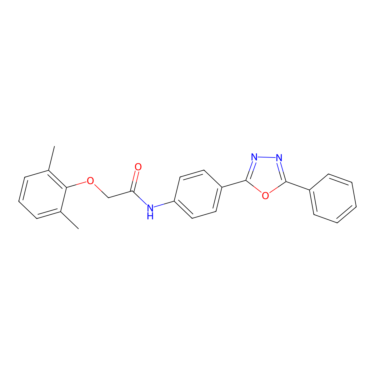 2-(2,6-dimethylphenoxy)-N-[4-(5-phenyl-1,3,4-oxadiazol-2-yl)phenyl]acetamide molecular structure, CAS 667403-93-2