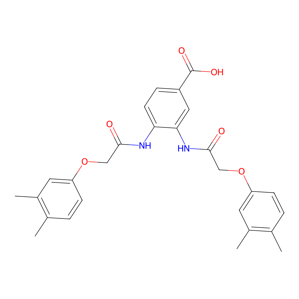 3,4-Bis{[(3,4-dimethylphenoxy)acetyl]amino}benzoic acid molecular structure, CAS 667404-06-0