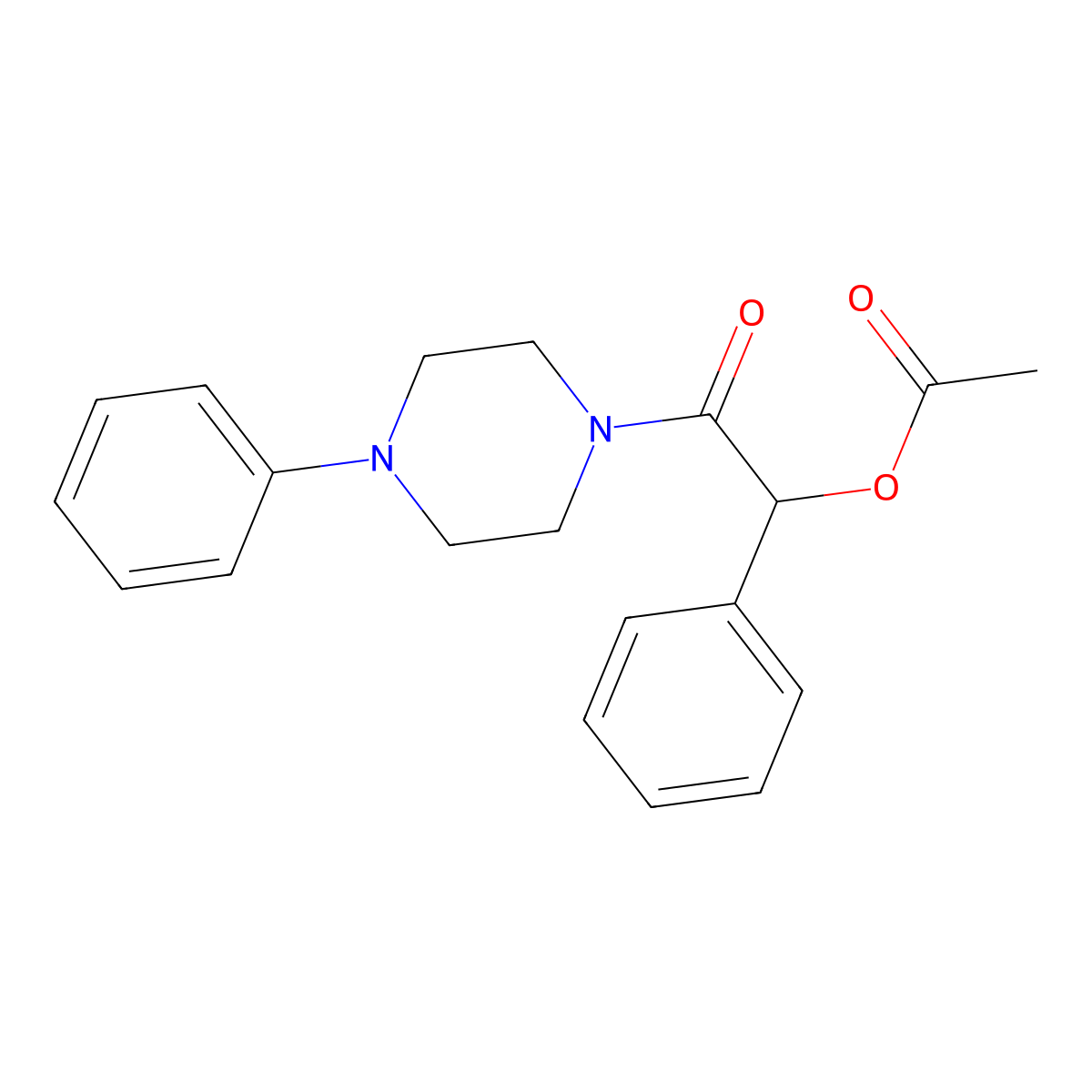 2-Oxo-1-phenyl-2-(4-phenylpiperazin-1-yl)ethyl acetate molecular structure, CAS 667404-13-9