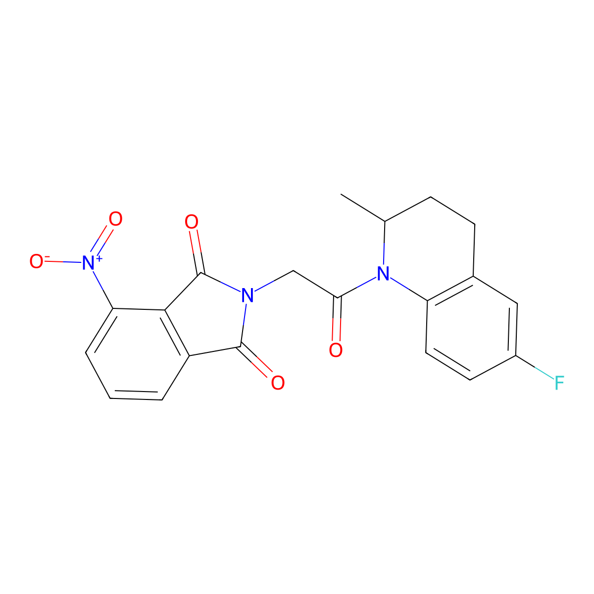 2-[2-(6-fluoro-2-methyl-3,4-dihydroquinolin-1(2H)-yl)-2-oxoethyl]-4-nitro-1H-isoindole-1,3(2H)-dione molecular structure, CAS 667404-18-4