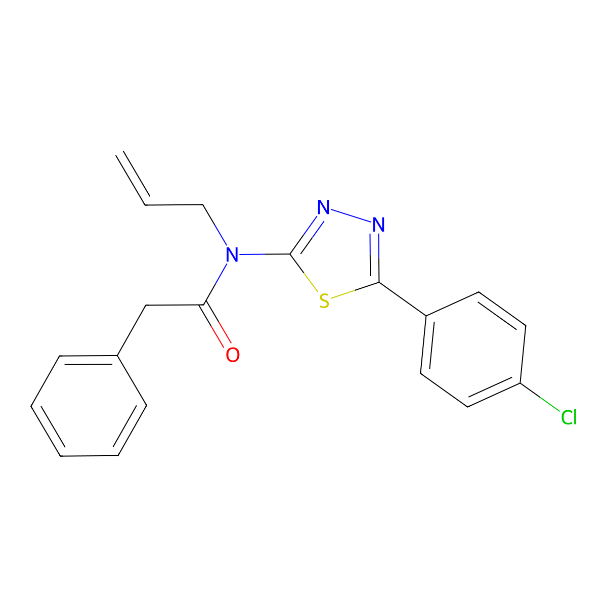 N-[5-(4-chlorophenyl)-1,3,4-thiadiazol-2-yl]-2-phenyl-N-prop-2-enylacetamide molecular structure, CAS 667404-22-0