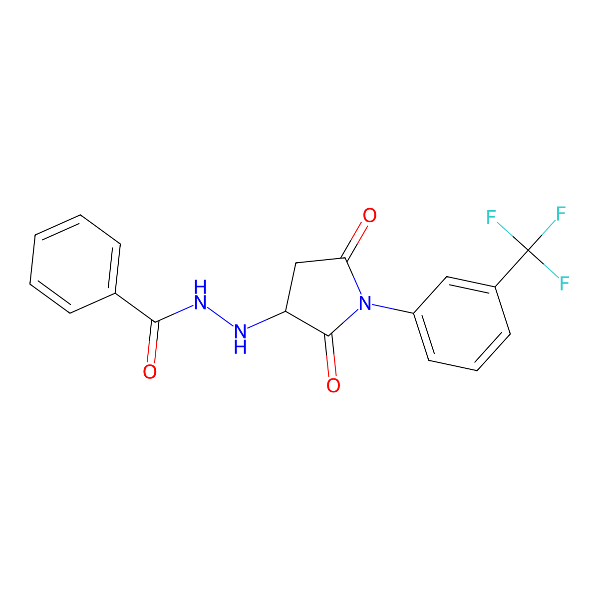 N'-{2,5-dioxo-1-[3-(trifluoromethyl)phenyl]pyrrolidin-3-yl}benzohydrazide molecular structure, CAS 667404-26-4
