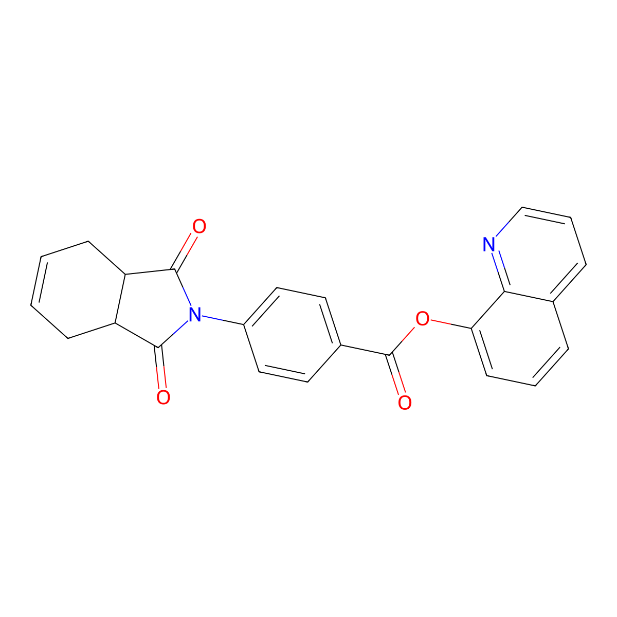 quinolin-8-yl 4-(1,3-dioxo-1,3,3a,4,7,7a-hexahydro-2H-isoindol-2-yl)benzoate molecular structure, CAS 667406-05-5