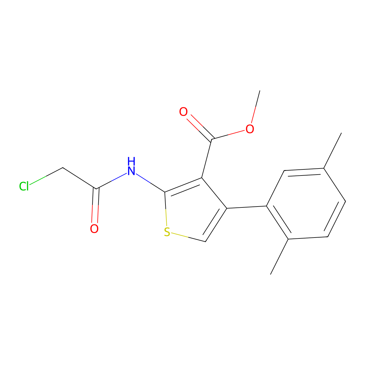 Methyl 2-[(chloroacetyl)amino]-4-(2,5-dimethylphenyl)thiophene-3-carboxylate molecular structure, CAS 667407-71-8