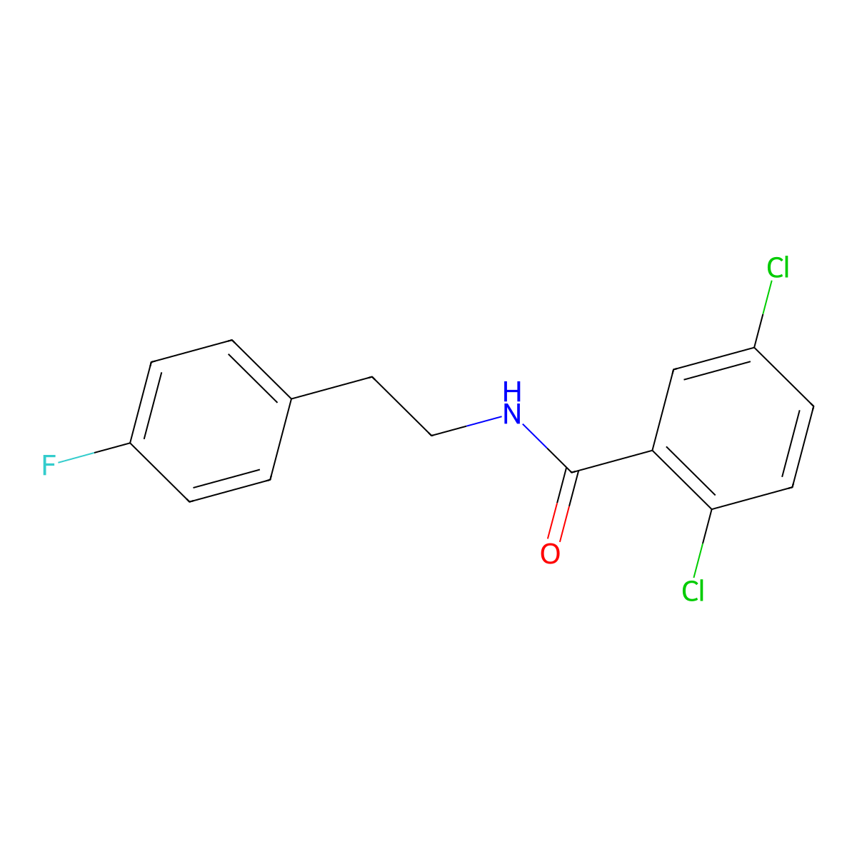 2,5-dichloro-N-[2-(4-fluorophenyl)ethyl]benzamide molecular structure, CAS 667408-25-5