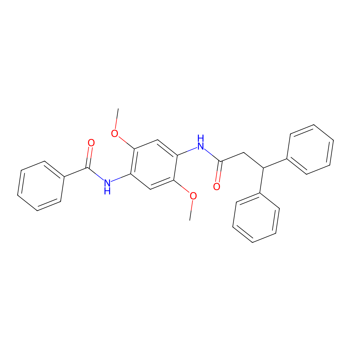 N-[4-(3,3-diphenylpropanoylamino)-2,5-dimethoxyphenyl]benzamide molecular structure, CAS 667408-30-2