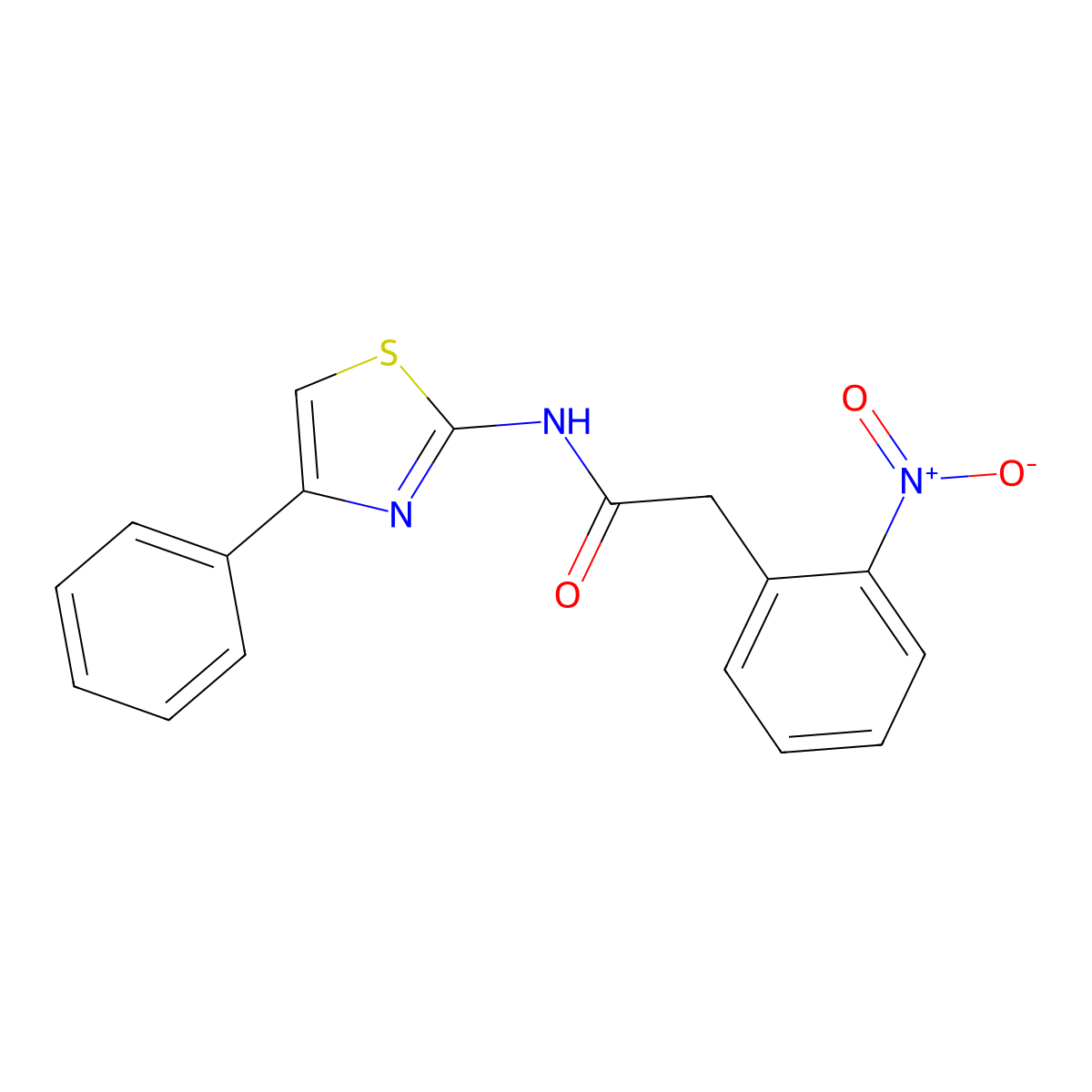 2-(2-nitrophenyl)-N-(4-phenyl-1,3-thiazol-2-yl)acetamide molecular structure, CAS 667408-31-3