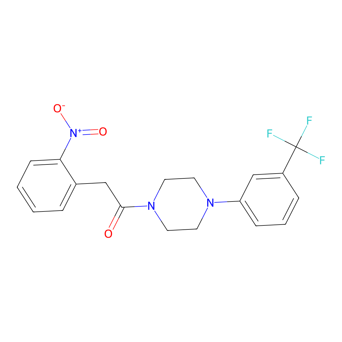 2-(2-Nitrophenyl)-1-[4-[3-(trifluoromethyl)phenyl]piperazin-1-yl]ethanone molecular structure, CAS 667408-32-4