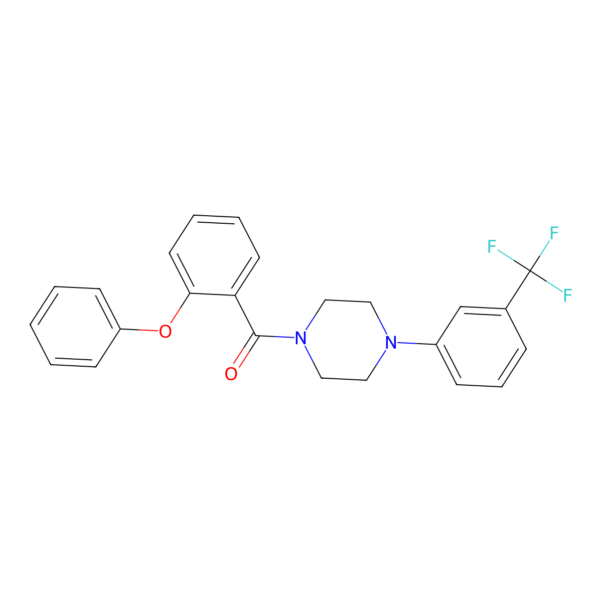 (2-Phenoxyphenyl)-[4-[3-(trifluoromethyl)phenyl]piperazin-1-yl]methanone molecular structure, CAS 667408-45-9
