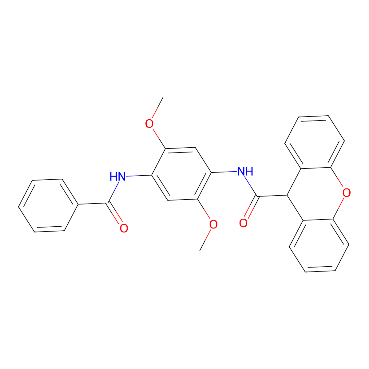 N-(4-benzamido-2,5-dimethoxyphenyl)-9H-xanthene-9-carboxamide molecular structure, CAS 667408-55-1