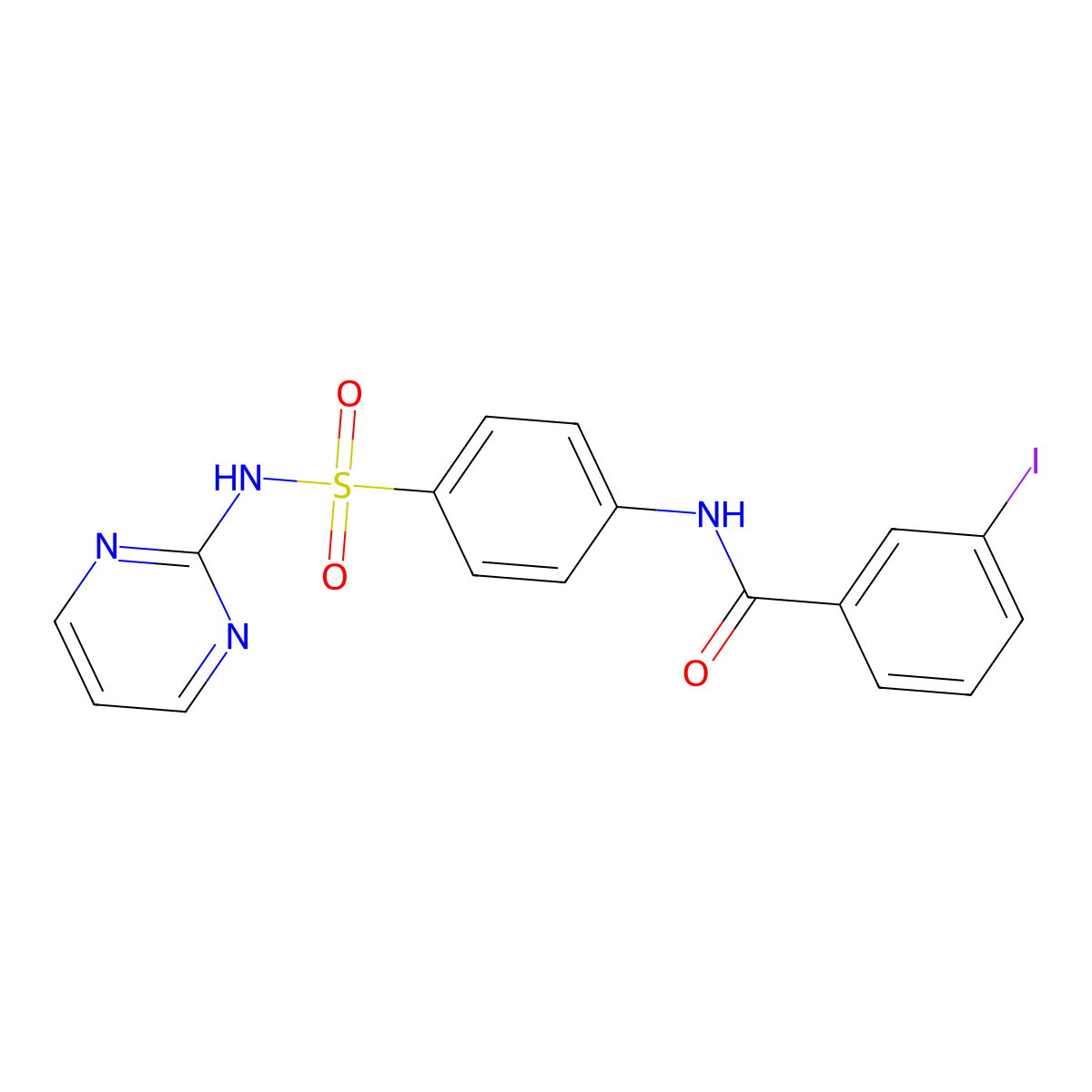 3-iodo-N-[4-(pyrimidin-2-ylsulfamoyl)phenyl]benzamide molecular structure, CAS 667408-57-3