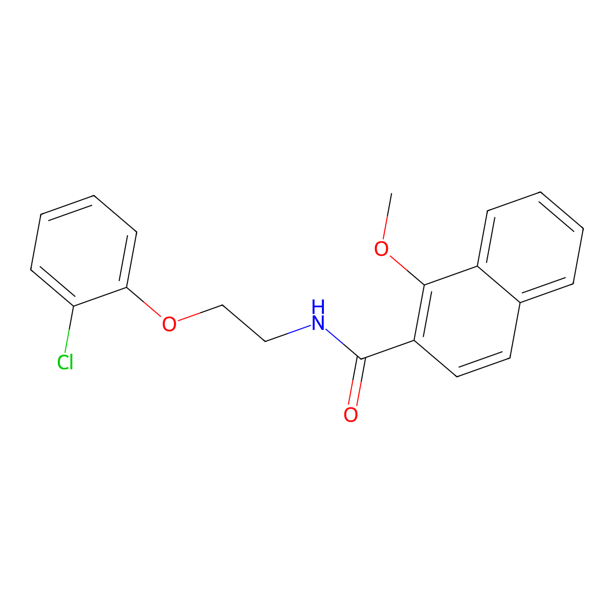 N-[2-(2-chlorophenoxy)ethyl]-1-methoxynaphthalene-2-carboxamide molecular structure, CAS 667408-63-1