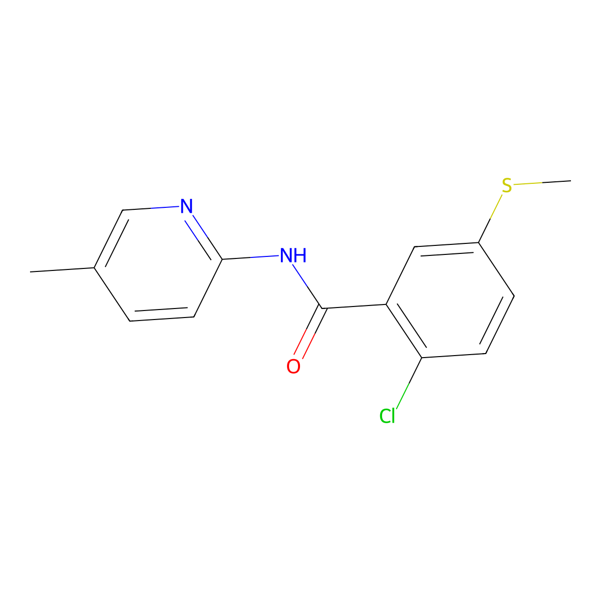 2-chloro-N-(5-methylpyridin-2-yl)-5-methylsulfanylbenzamide molecular structure, CAS 667408-66-4