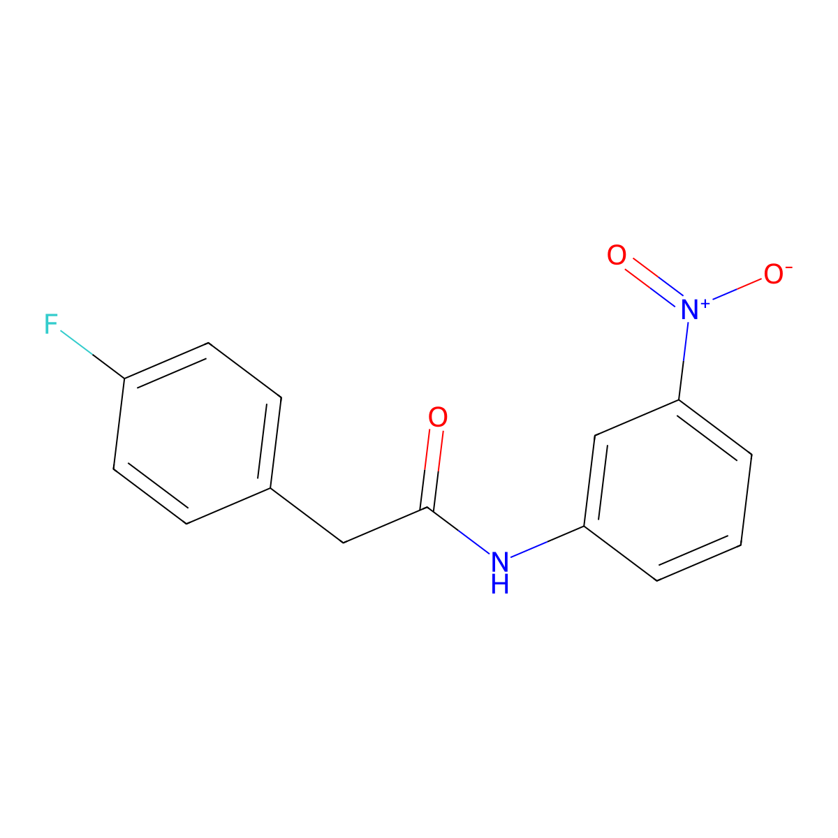 2-(4-fluorophenyl)-N-(3-nitrophenyl)acetamide molecular structure, CAS 667408-91-5