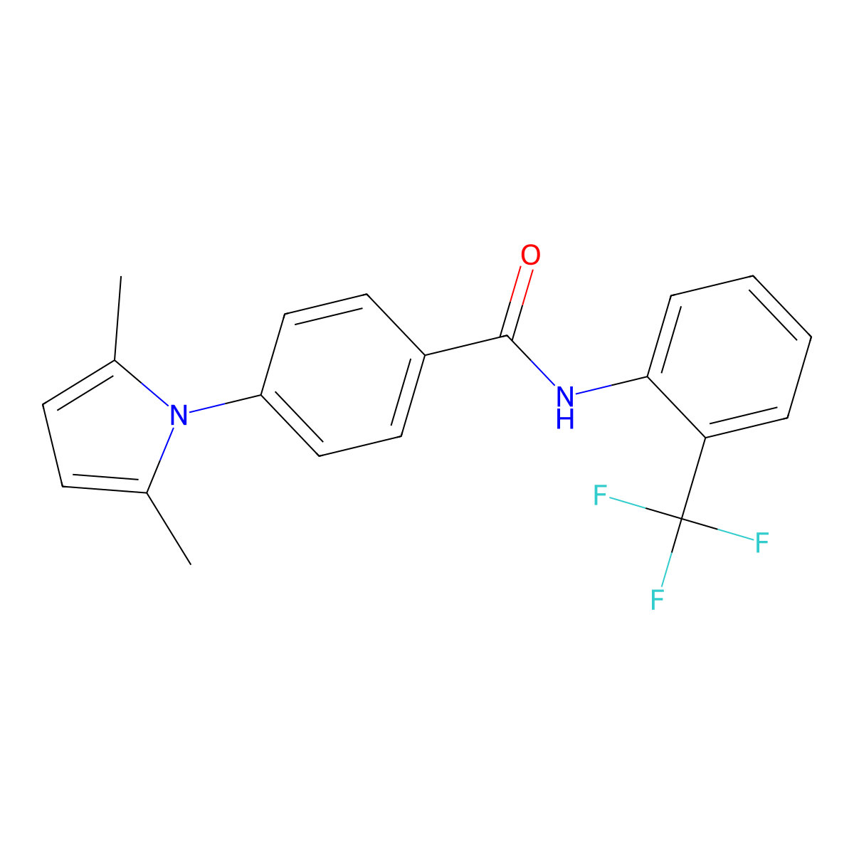 4-(2,5-dimethyl-1H-pyrrol-1-yl)-N-[2-(trifluoromethyl)phenyl]benzamide molecular structure, CAS 667409-00-9