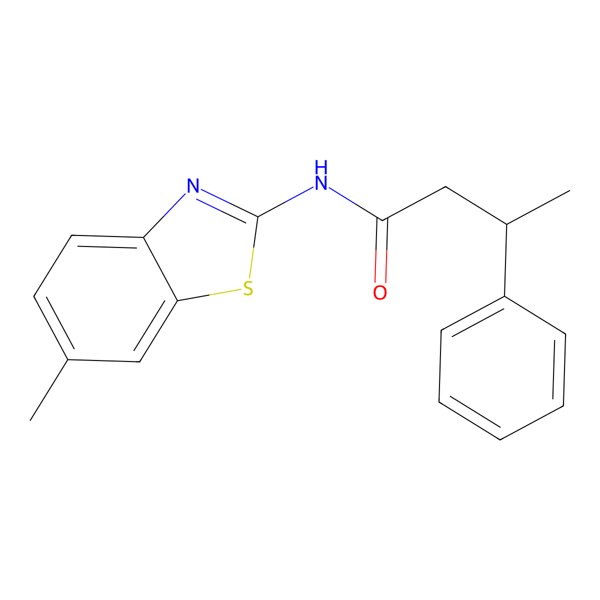N-(6-methyl-1,3-benzothiazol-2-yl)-3-phenylbutanamide molecular structure, CAS 667409-09-8