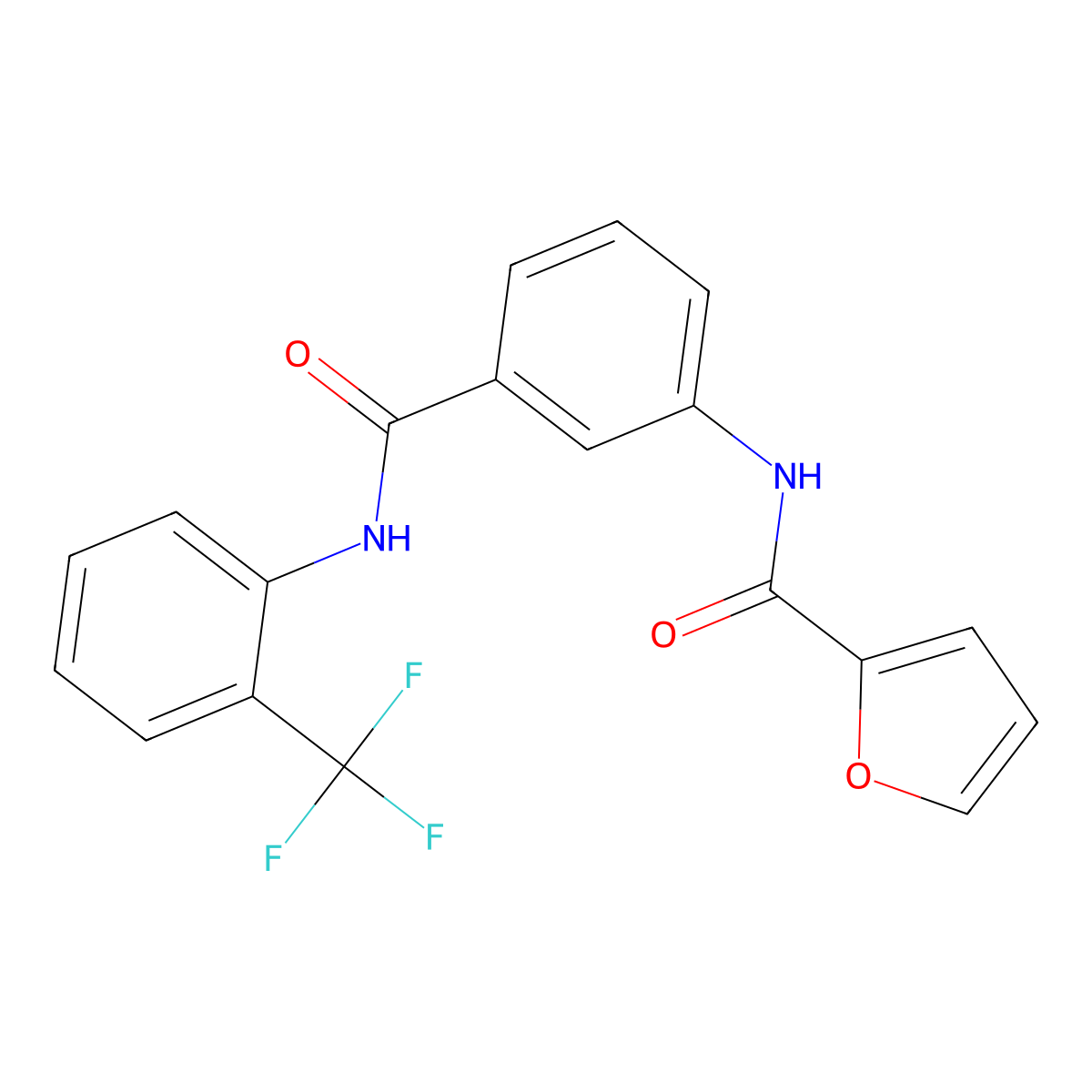N-[3-[[2-(trifluoromethyl)phenyl]carbamoyl]phenyl]furan-2-carboxamide molecular structure, CAS 667409-14-5