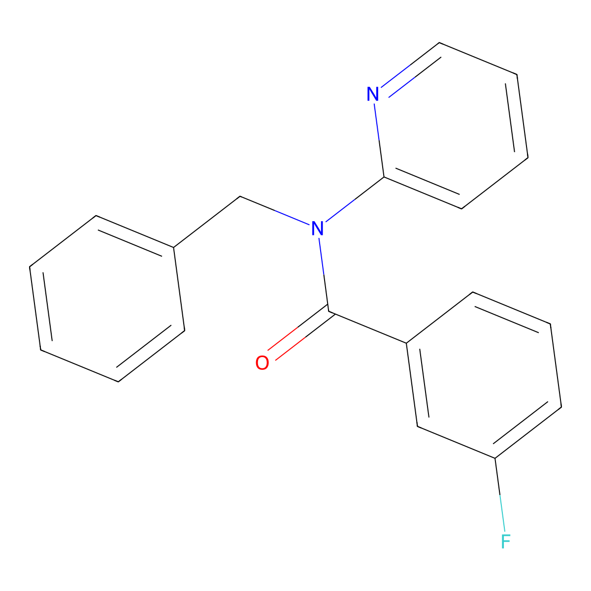 N-benzyl-3-fluoro-N-pyridin-2-ylbenzamide molecular structure, CAS 667409-54-3