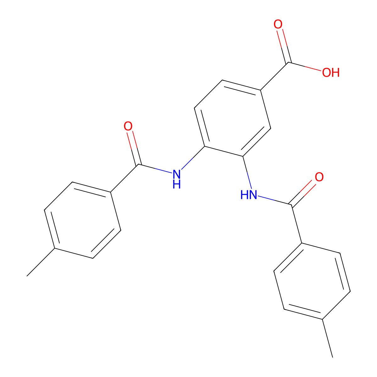 3,4-Bis[(4-methylbenzoyl)amino]benzoic acid molecular structure, CAS 667409-55-4
