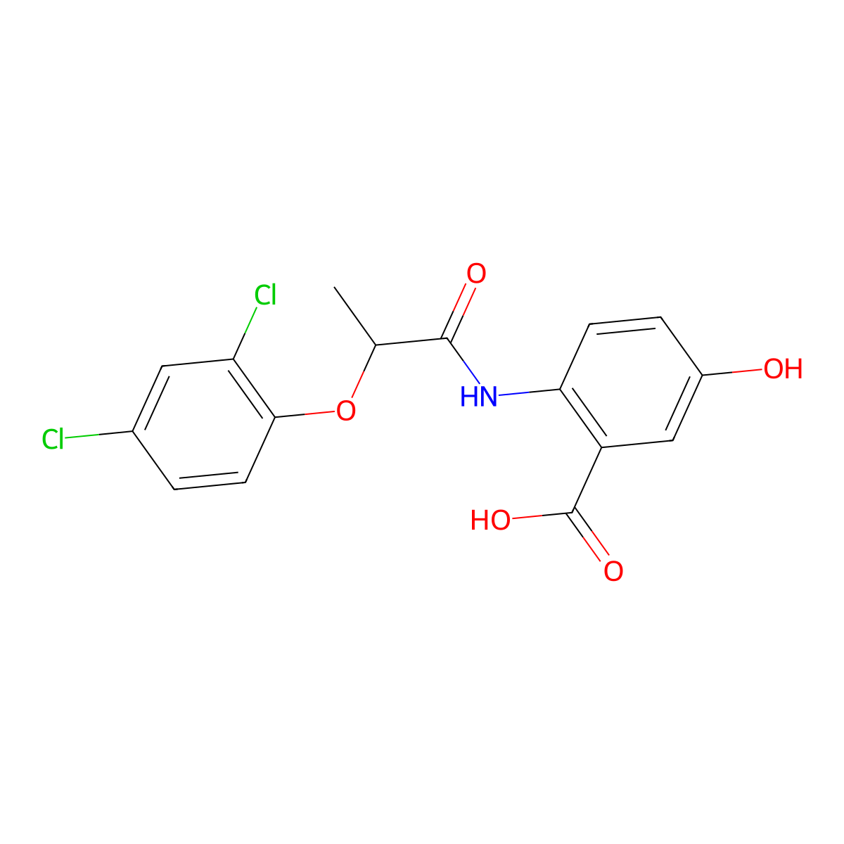 2-{[2-(2,4-Dichlorophenoxy)propanoyl]amino}-5-hydroxybenzoic acid molecular structure, CAS 667409-66-7