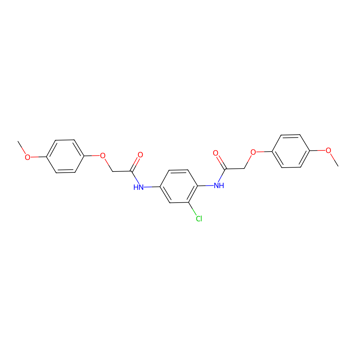 N-[3-chloro-4-[[2-(4-methoxyphenoxy)acetyl]amino]phenyl]-2-(4-methoxyphenoxy)acetamide molecular structure, CAS 667409-72-5