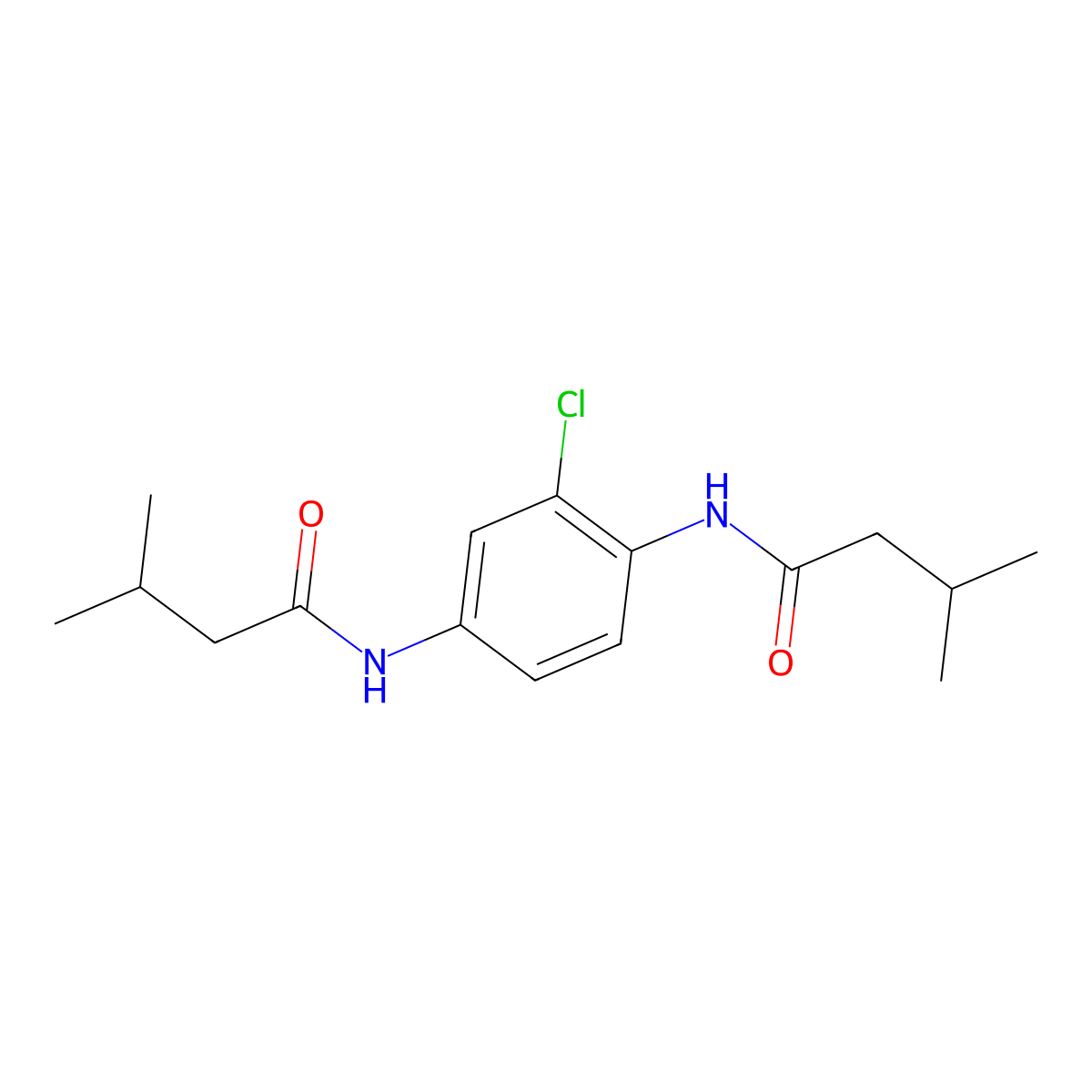 N-[3-chloro-4-(3-methylbutanoylamino)phenyl]-3-methylbutanamide molecular structure, CAS 667409-75-8