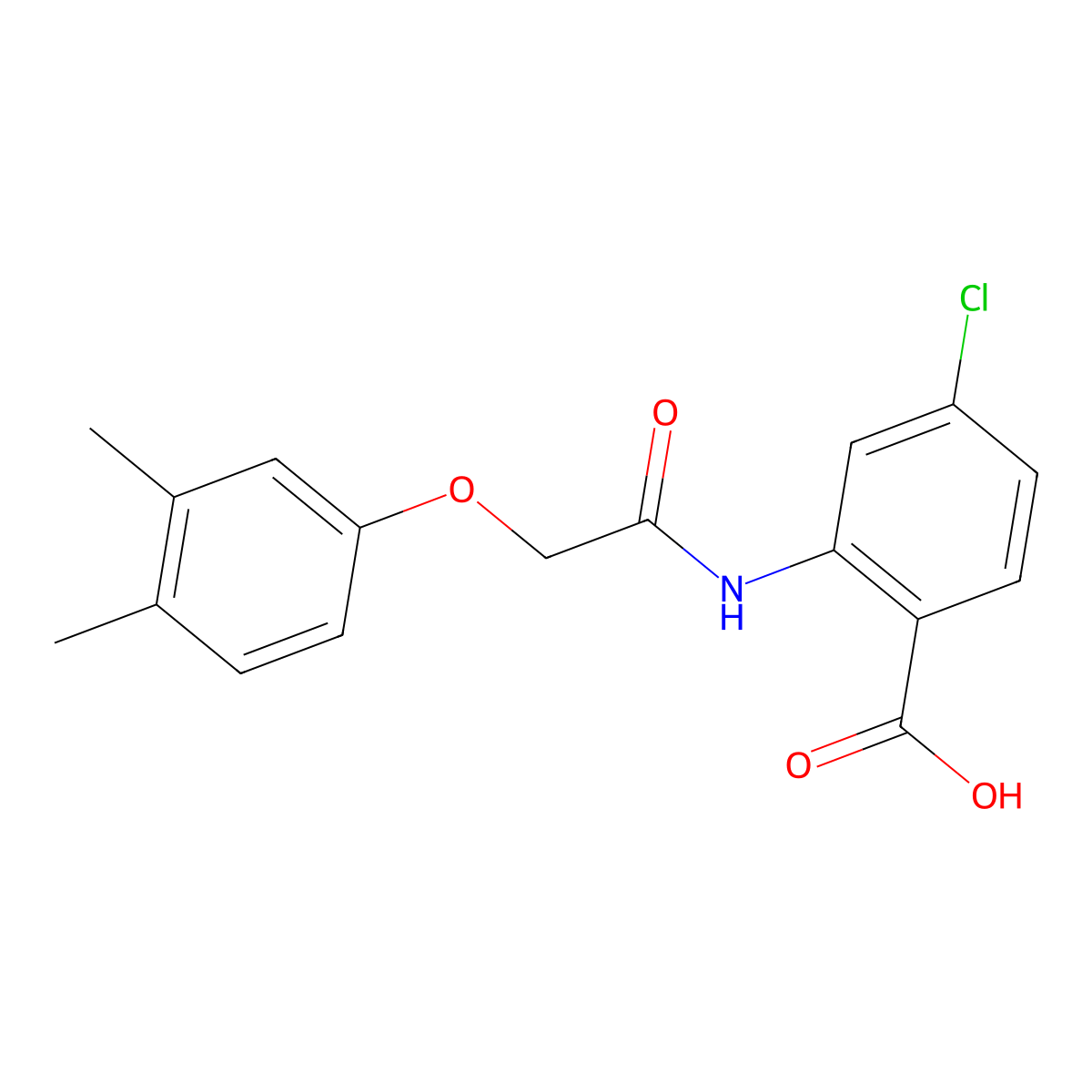 4-Chloro-2-{[(3,4-dimethylphenoxy)acetyl]amino}benzoic acid molecular structure, CAS 667409-78-1