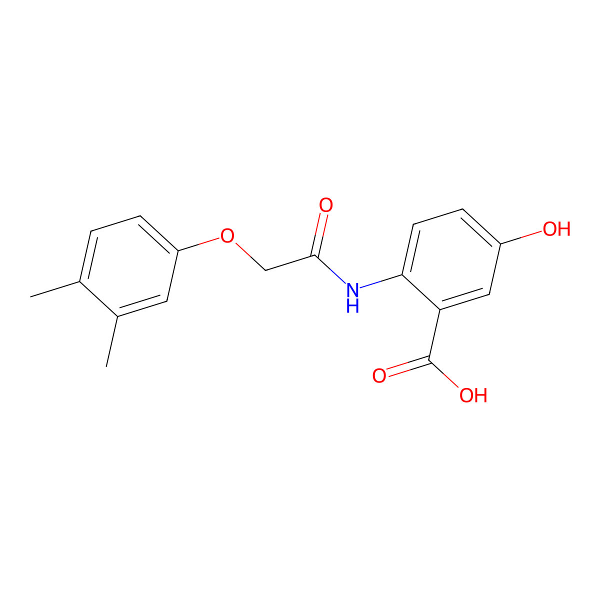 2-{[(3,4-Dimethylphenoxy)acetyl]amino}-5-hydroxybenzoic acid molecular structure, CAS 667409-80-5