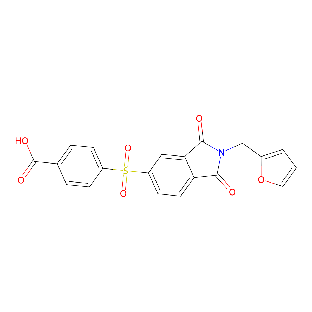 4-[2-(Furan-2-ylmethyl)-1,3-dioxoisoindol-5-yl]sulfonylbenzoic acid molecular structure, CAS 667409-83-8
