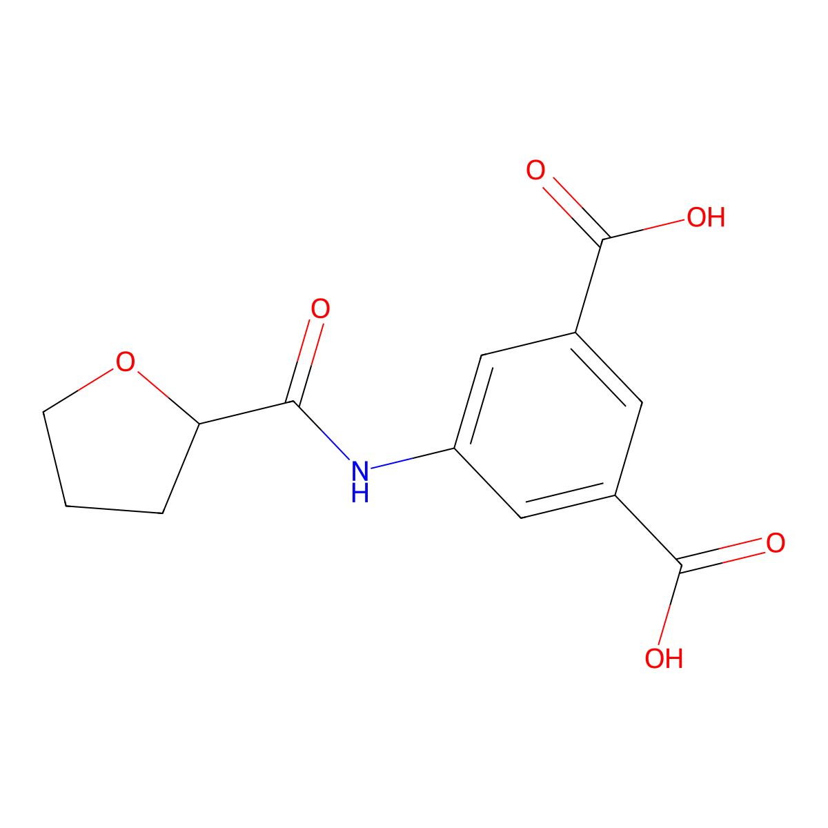 5-[(Tetrahydro-furan-2-carbonyl)-amino]-isophthalic acid molecular structure, CAS 667409-87-2