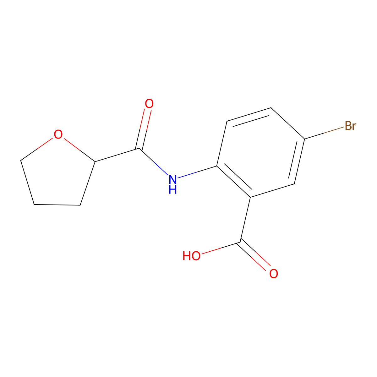 5-Bromo-2-[(tetrahydrofuran-2-ylcarbonyl)amino]benzoic acid molecular structure, CAS 667409-88-3