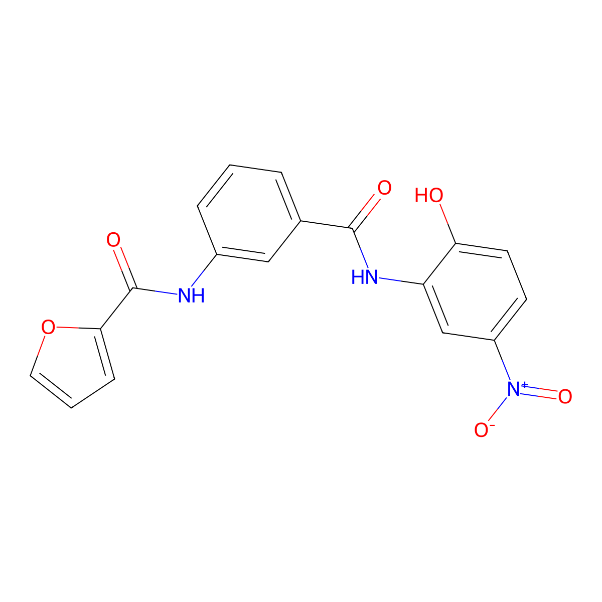 N-[3-[(2-hydroxy-5-nitrophenyl)carbamoyl]phenyl]furan-2-carboxamide molecular structure, CAS 667409-93-0