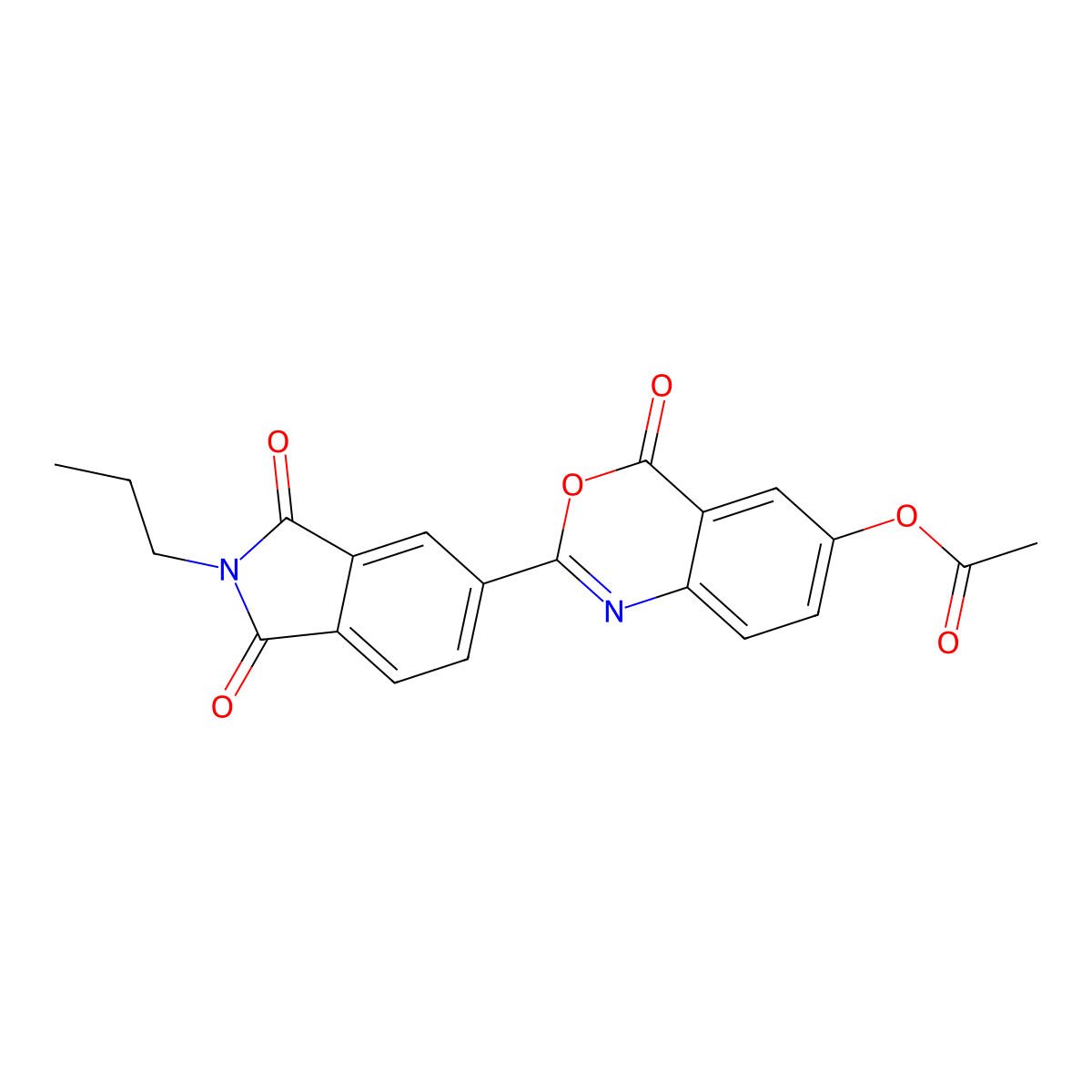 2-(1,3-dioxo-2-propyl-2,3-dihydro-1H-isoindol-5-yl)-4-oxo-4H-3,1-benzoxazin-6-yl acetate molecular structure, CAS 667409-99-6