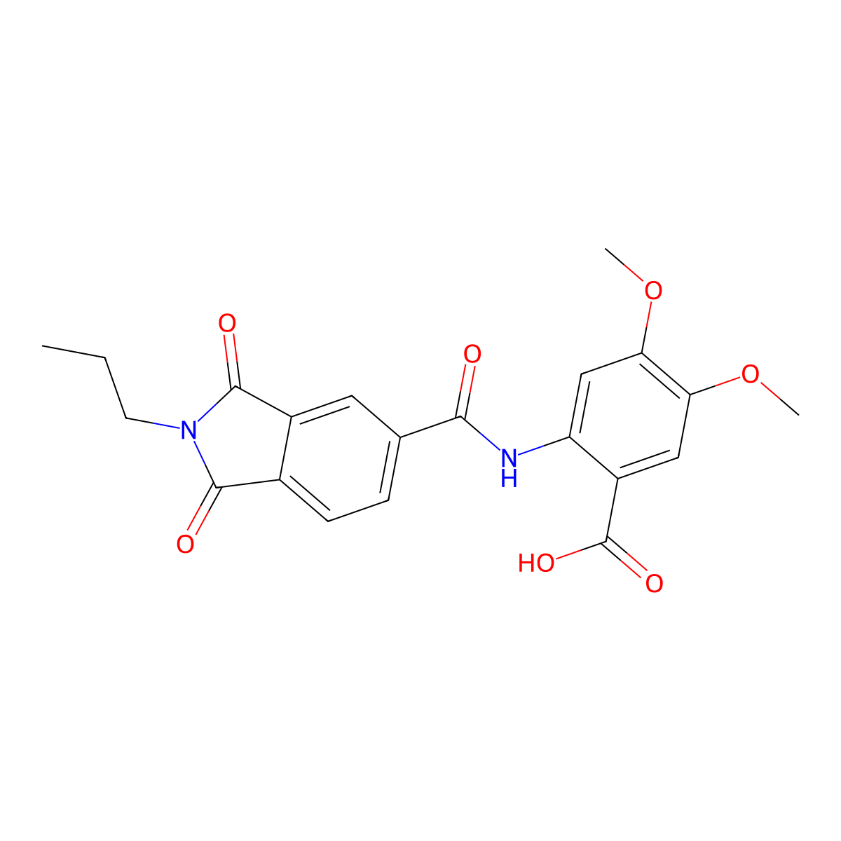 2-{[(1,3-dioxo-2-propyl-2,3-dihydro-1H-isoindol-5-yl)carbonyl]amino}-4,5-dimethoxybenzoic acid molecular structure, CAS 667410-01-7