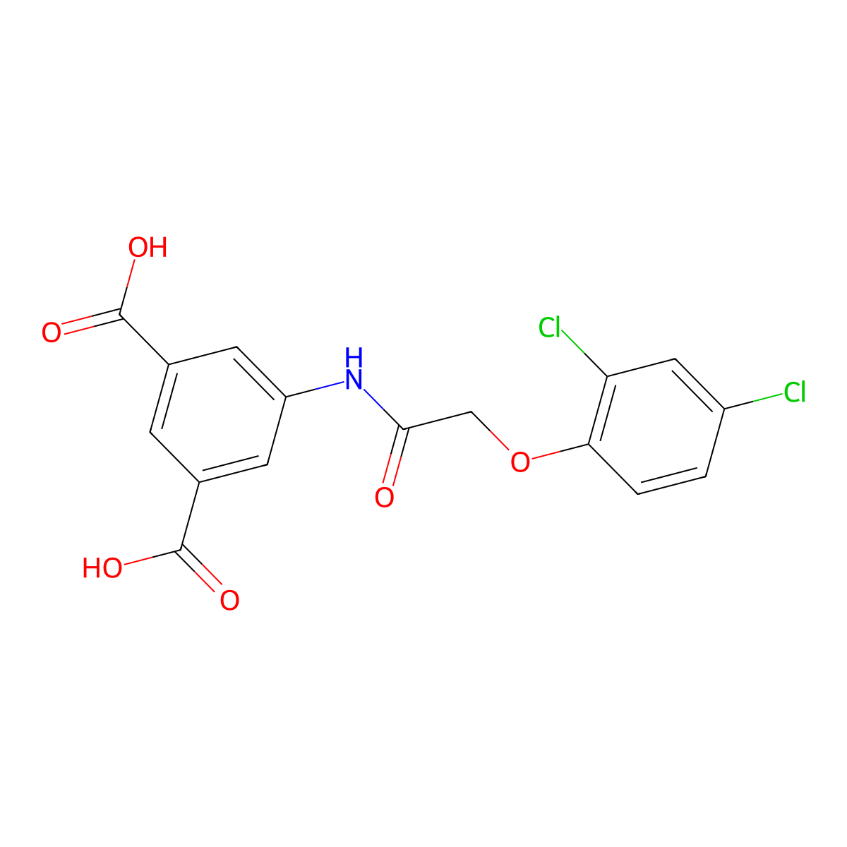 5-{[(2,4-Dichlorophenoxy)acetyl]amino}benzene-1,3-dicarboxylic acid molecular structure, CAS 667410-04-0