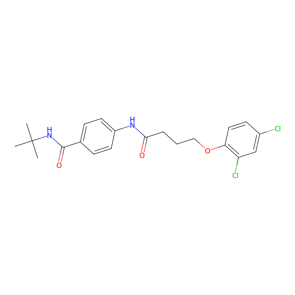 N-tert-butyl-4-[4-(2,4-dichlorophenoxy)butanoylamino]benzamide molecular structure, CAS 667410-05-1