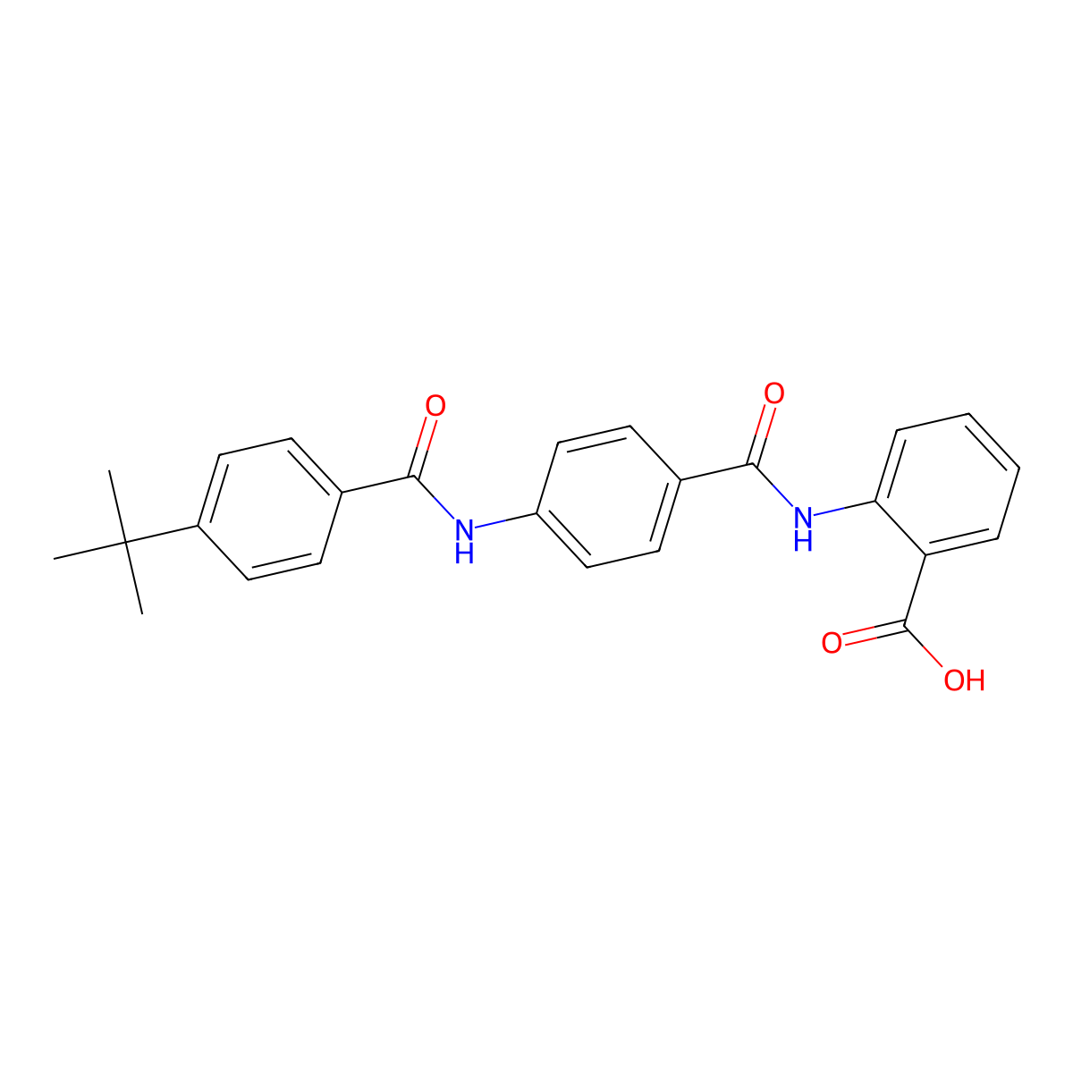 2-{[(4-{[(4-Tert-butylphenyl)carbonyl]amino}phenyl)carbonyl]amino}benzoic acid molecular structure, CAS 667410-10-8