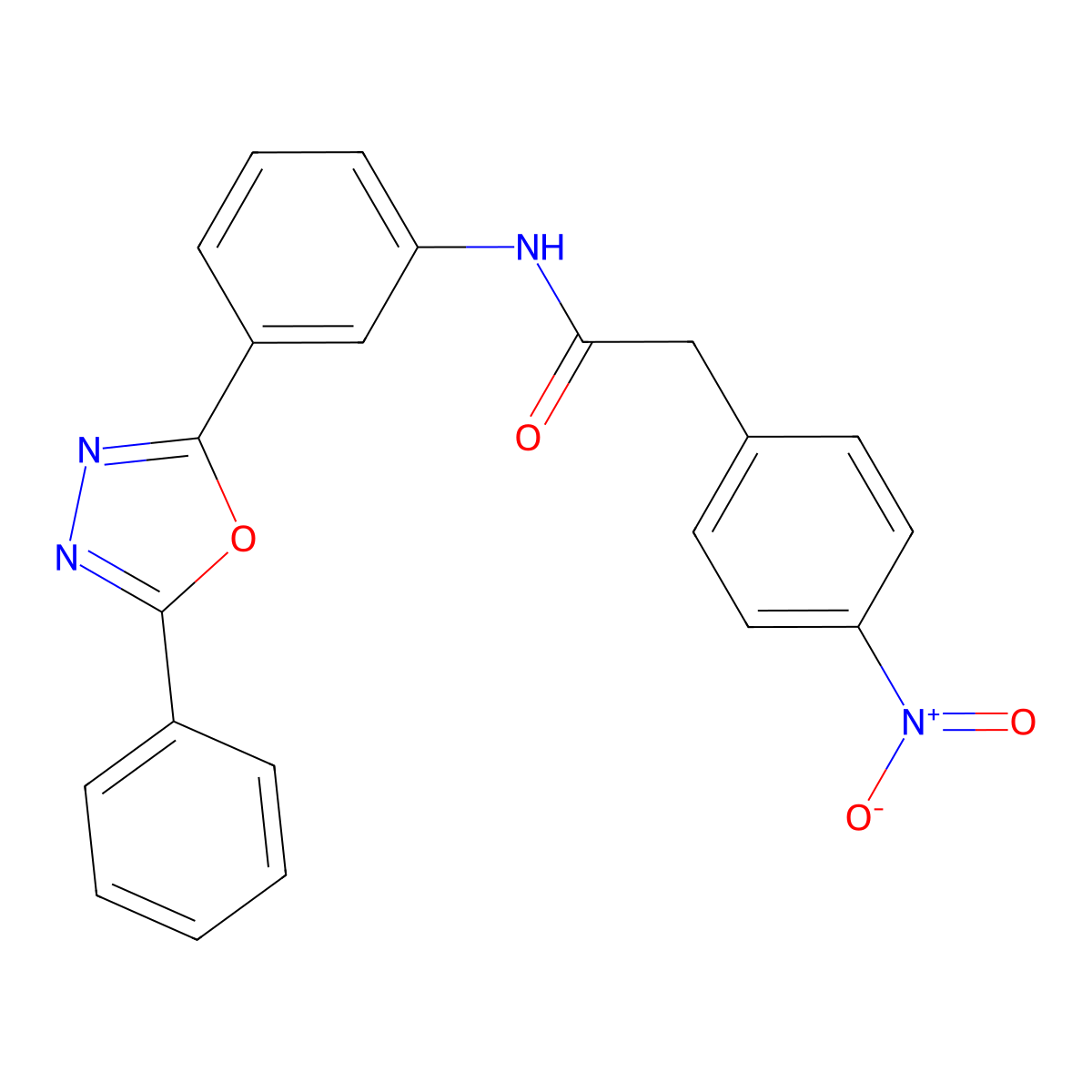 2-(4-nitrophenyl)-N-[3-(5-phenyl-1,3,4-oxadiazol-2-yl)phenyl]acetamide molecular structure, CAS 667410-14-2