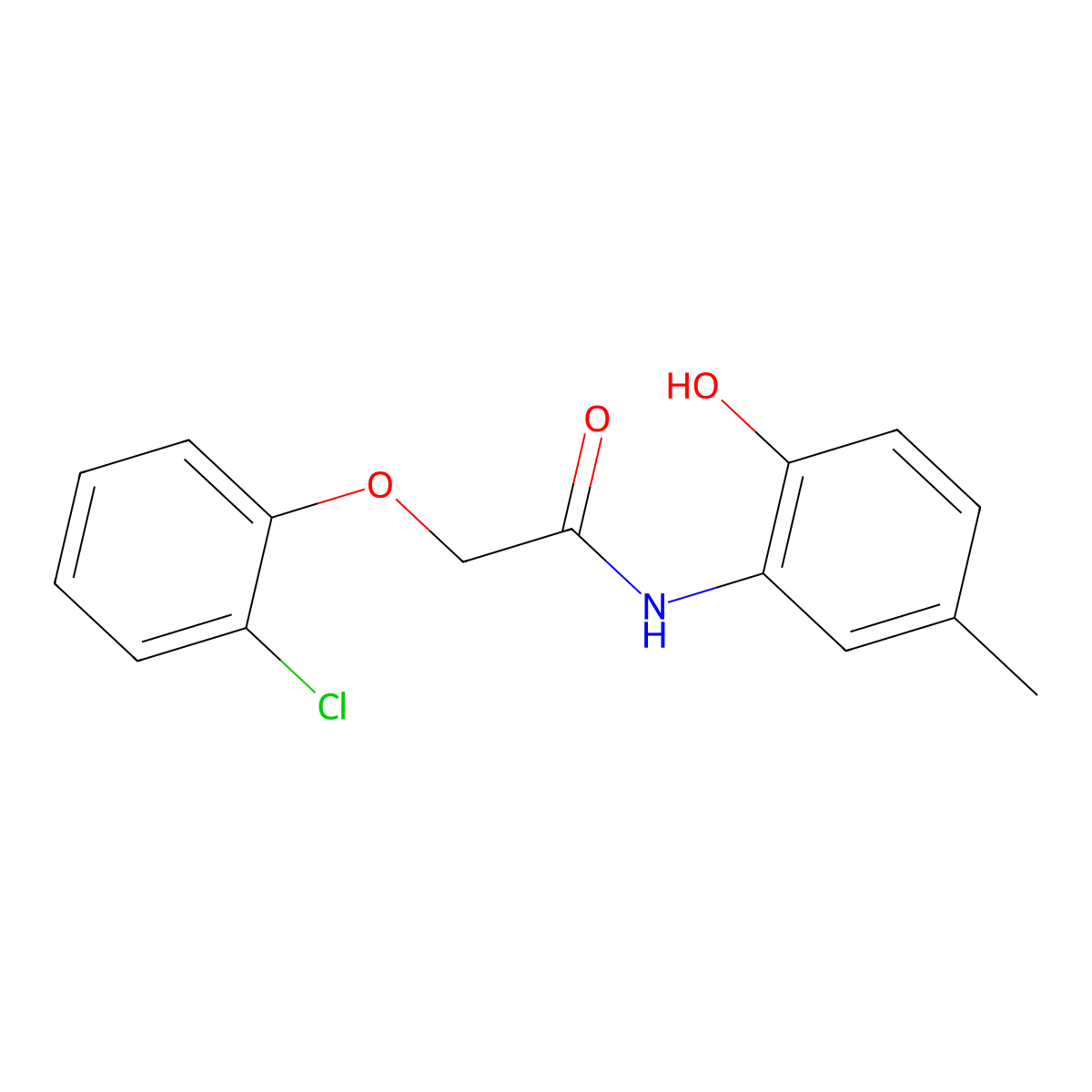 2-(2-chlorophenoxy)-N-(2-hydroxy-5-methylphenyl)acetamide molecular structure, CAS 667410-16-4