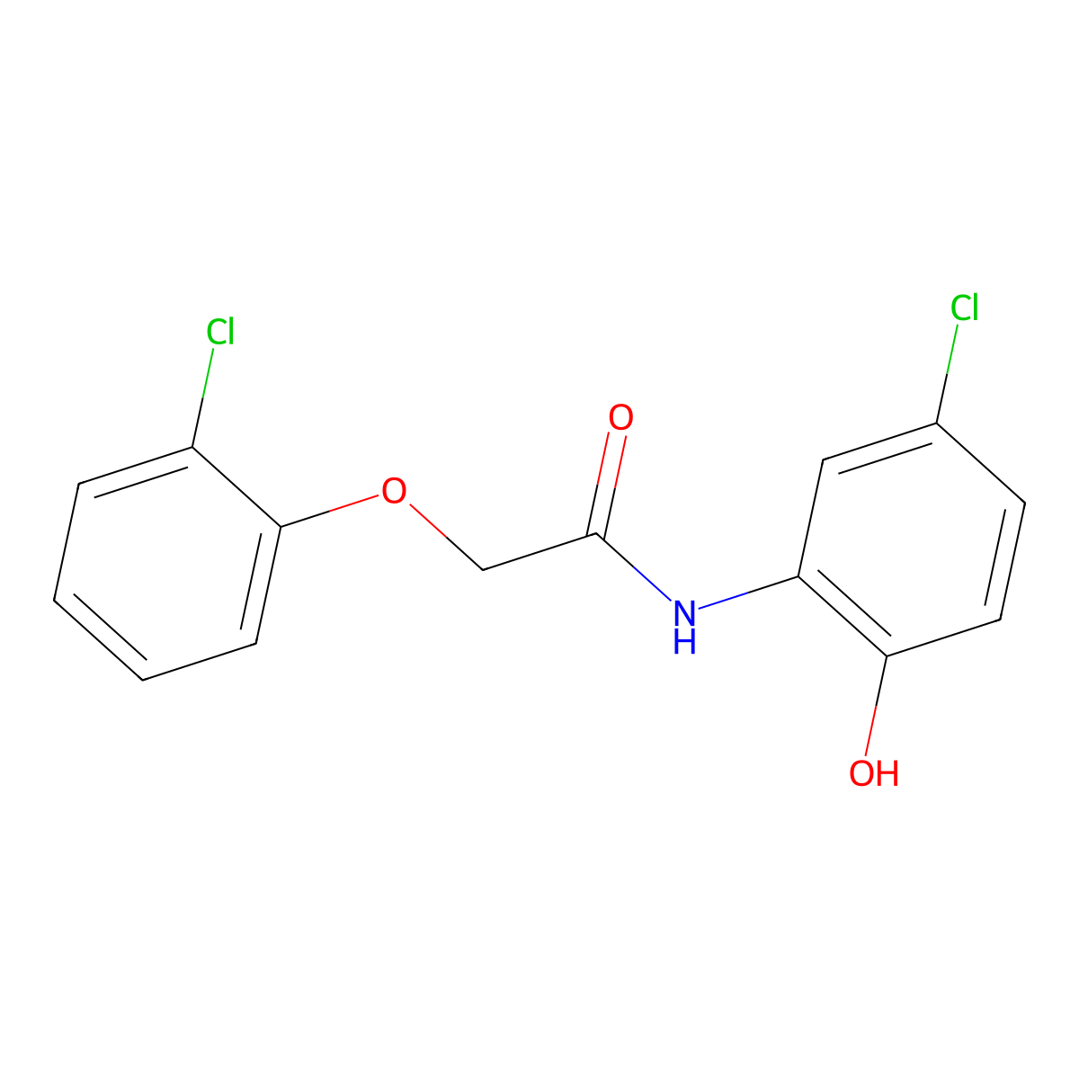 N-(5-chloro-2-hydroxyphenyl)-2-(2-chlorophenoxy)acetamide molecular structure, CAS 667410-21-1