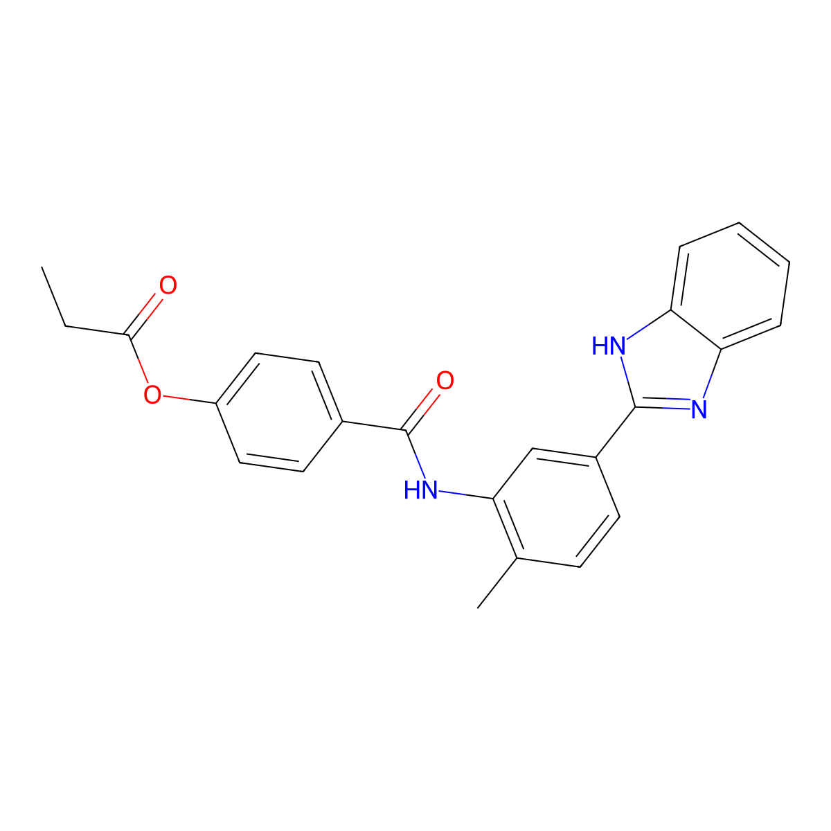 4-{[5-(1H-benzimidazol-2-yl)-2-methylphenyl]carbamoyl}phenyl propanoate molecular structure, CAS 667410-30-2