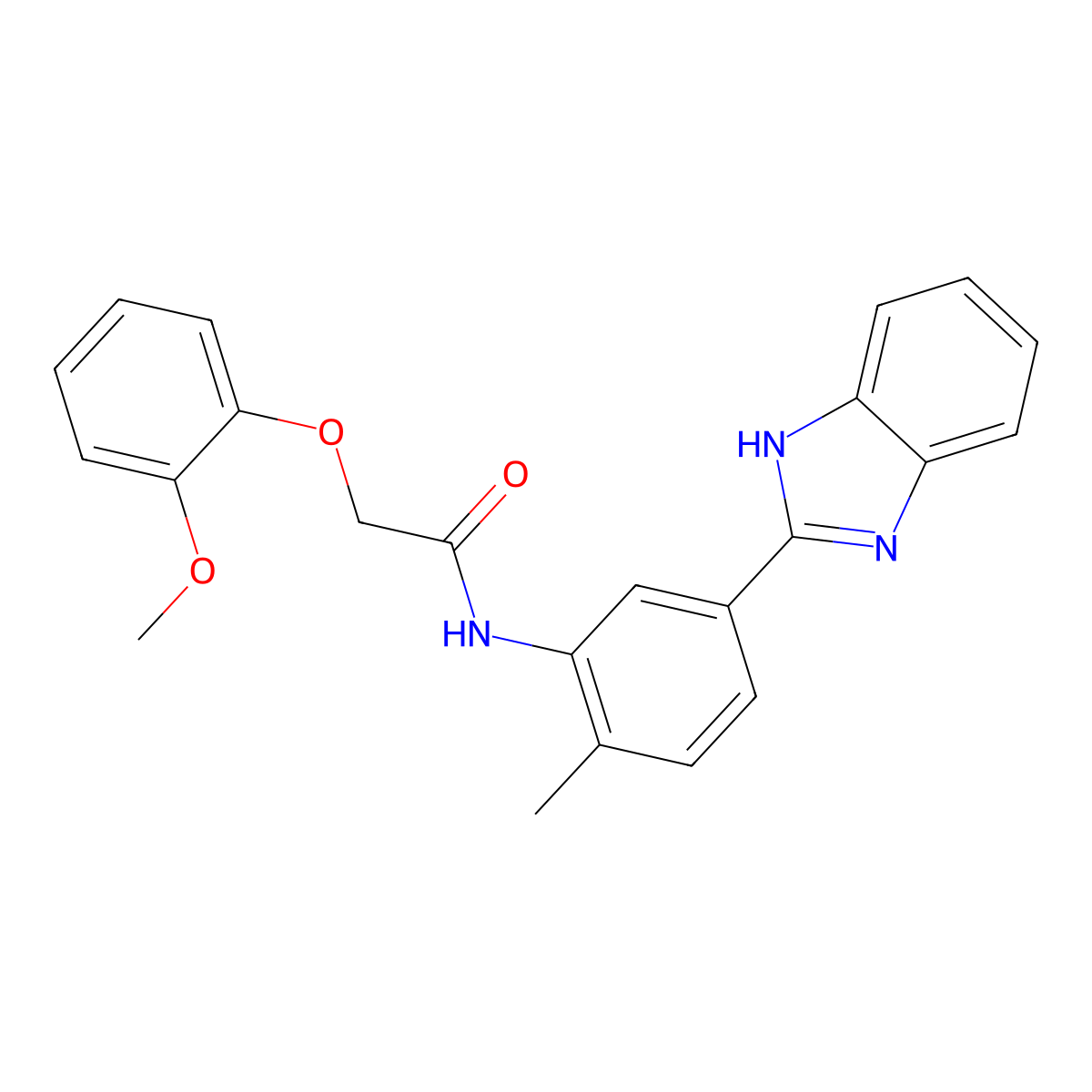 N-(5-(1H-Benzo[d]imidazol-2-yl)-2-methylphenyl)-2-(2-methoxyphenoxy)acetamide molecular structure, CAS 667410-33-5