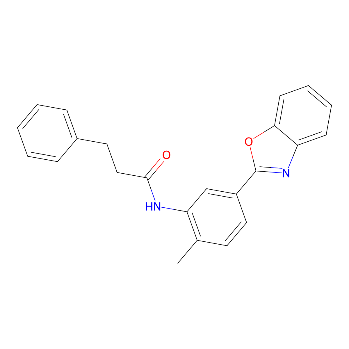 N-[5-(1,3-benzoxazol-2-yl)-2-methylphenyl]-3-phenylpropanamide molecular structure, CAS 667410-34-6