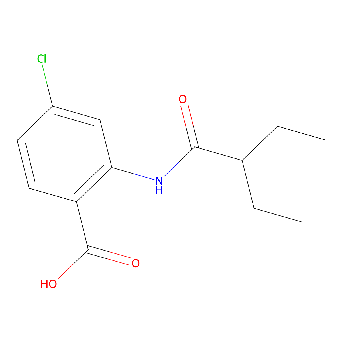 4-Chloro-2-[(2-ethylbutanoyl)amino]benzoic acid molecular structure, CAS 667410-42-6