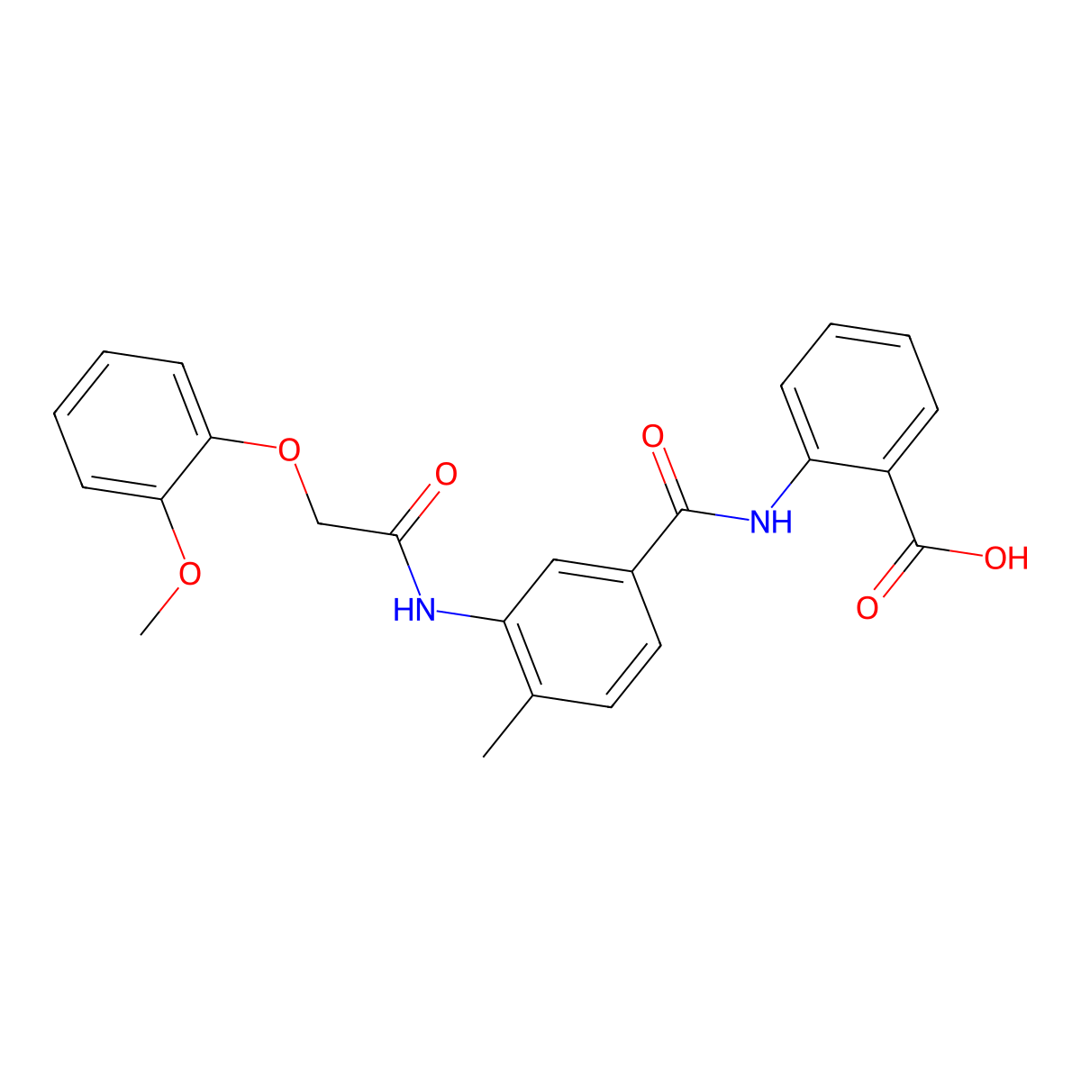 2-{[(3-{[(2-Methoxyphenoxy)acetyl]amino}-4-methylphenyl)carbonyl]amino}benzoic acid molecular structure, CAS 667410-44-8